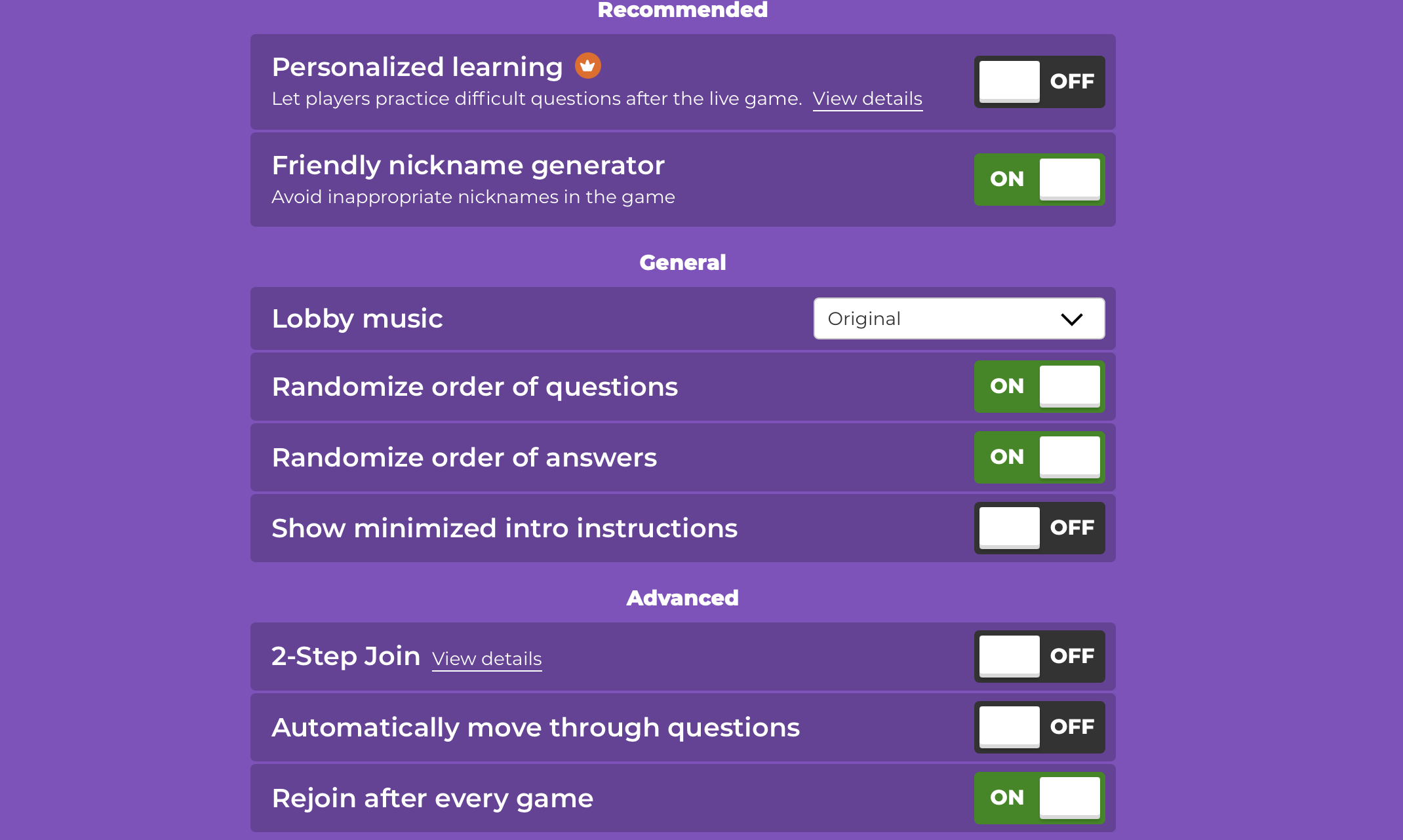 if you're teaching theater online you can choose these options for a Kahoot game