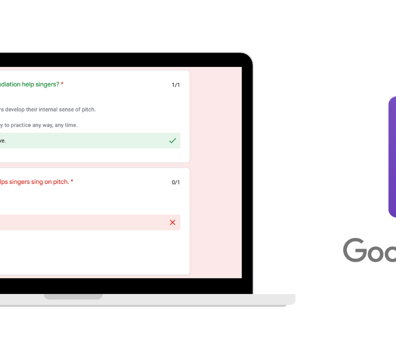 if you're teaching theater online or elementary music you can use google forms for self-grading quizzes