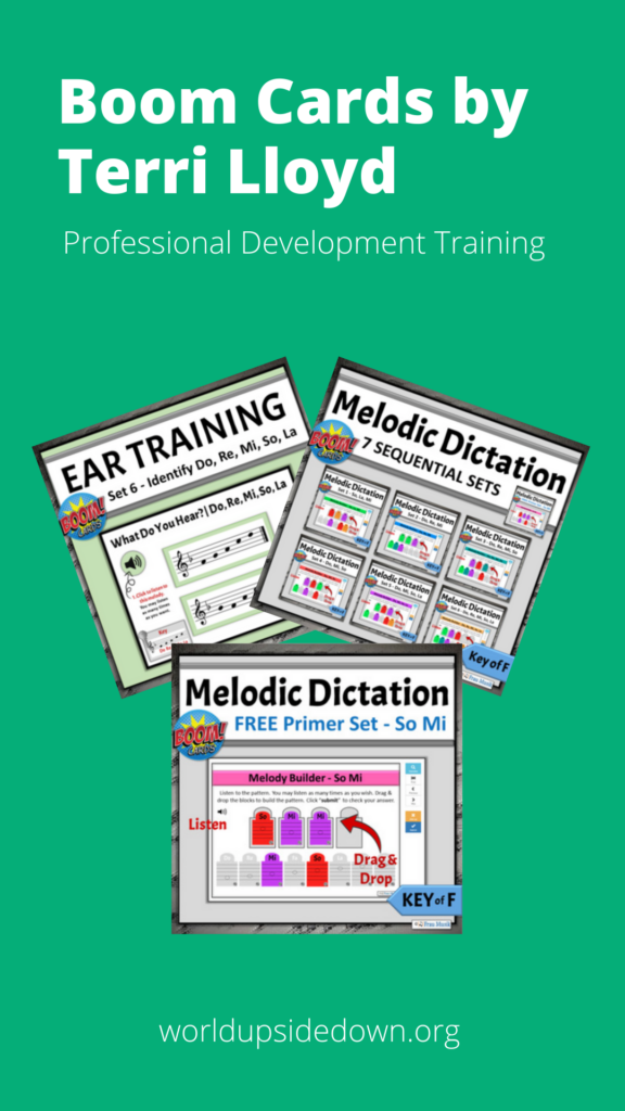 Image shows samples of Boom Cards and promotes professional development course on how to use boom cards for professional development training by Terri Lloyd